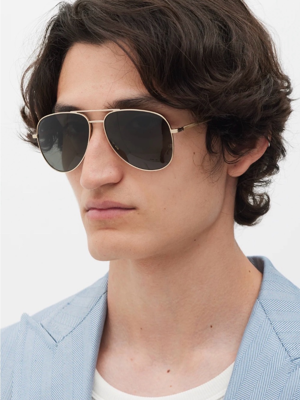 Saint Laurent Gold Frame Black Lens Aviator Sunglasses classic 11 style. 5514